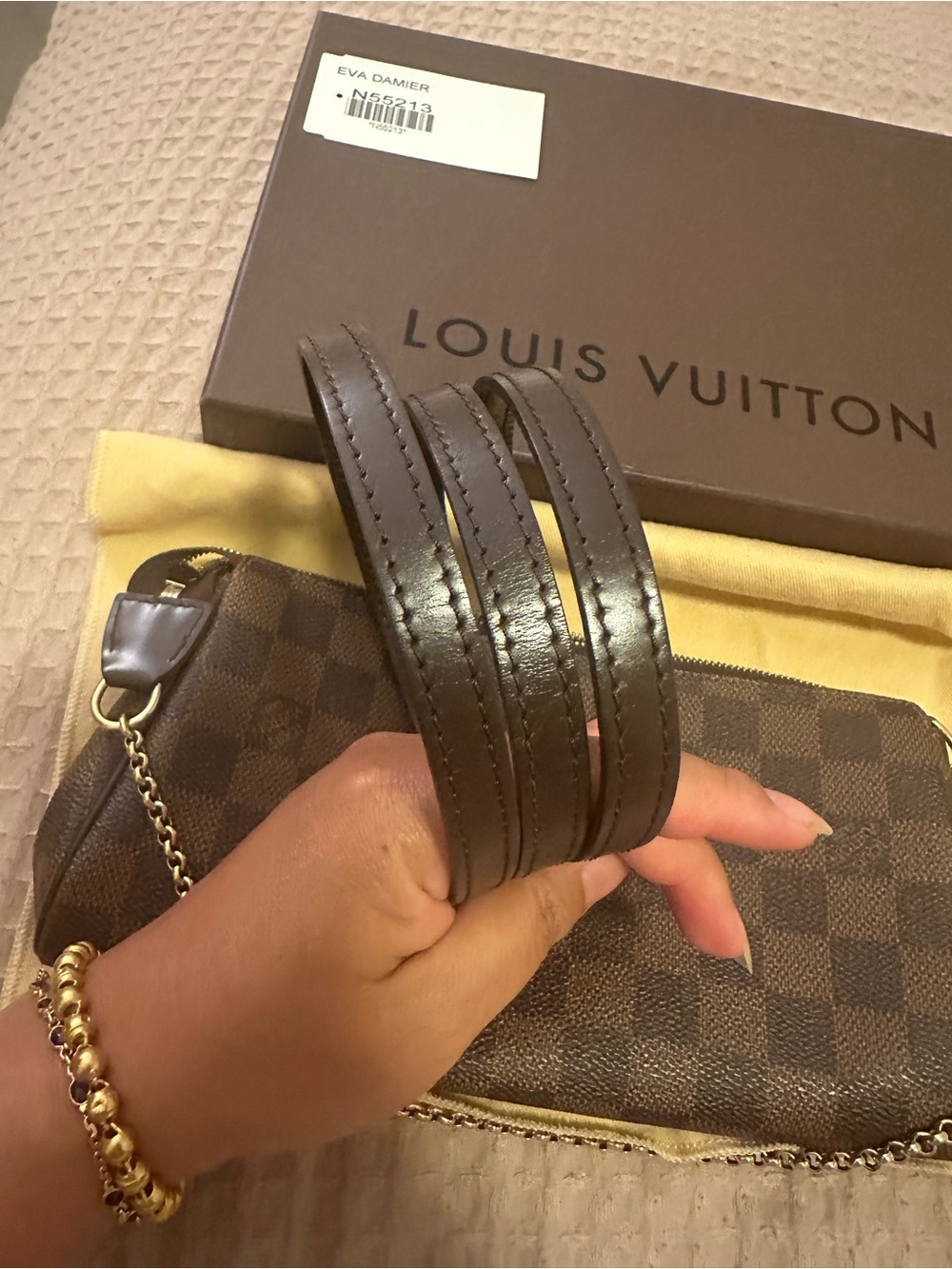 Louis Vuitton Damier Ebene Brown & Gold Shoulder Bag - Picture 10 of 14